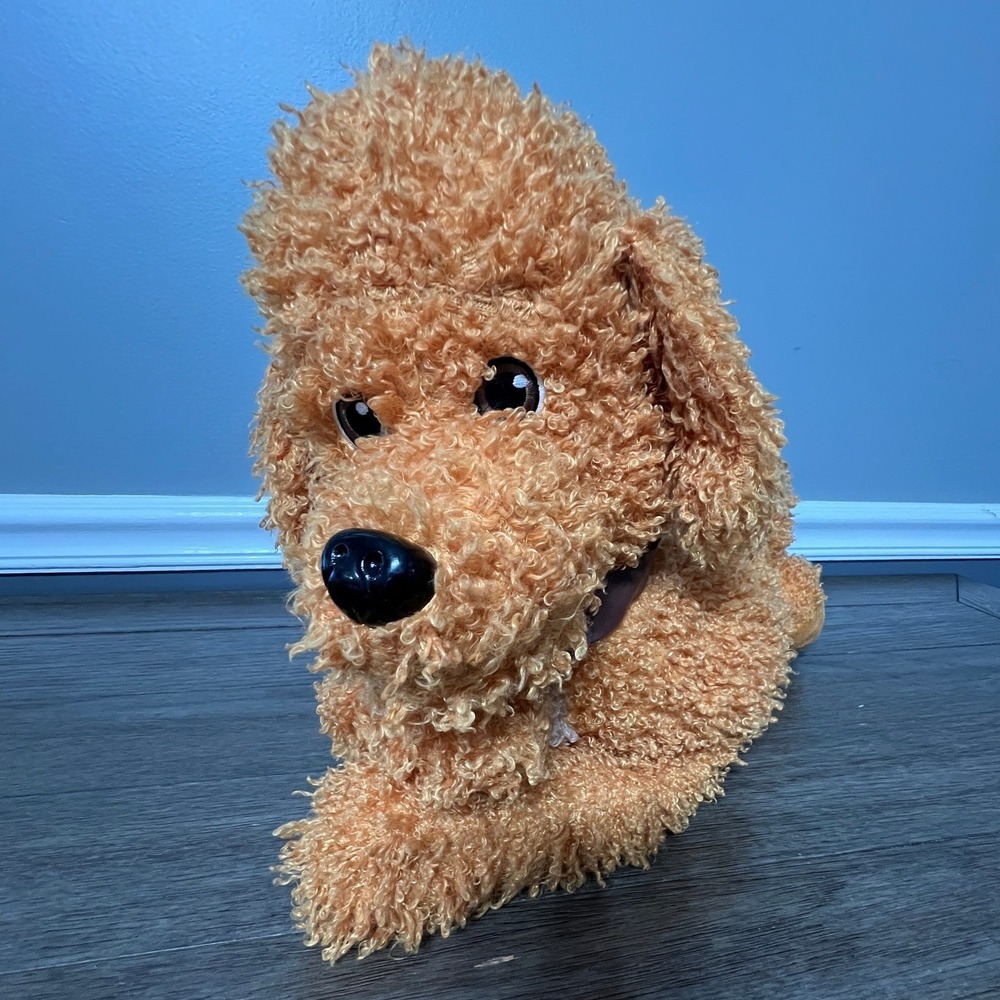 Fancy Nancy Dog‎ Plush Stuffed Animal Orange Curly Hair Brown Collar Toy